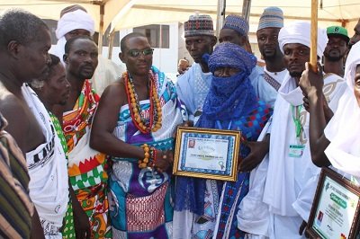 • Nii Otiboh Aplaku (left) with the newly outdoored Chief Adama Amani