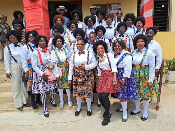 Some members pose for the camera after the service