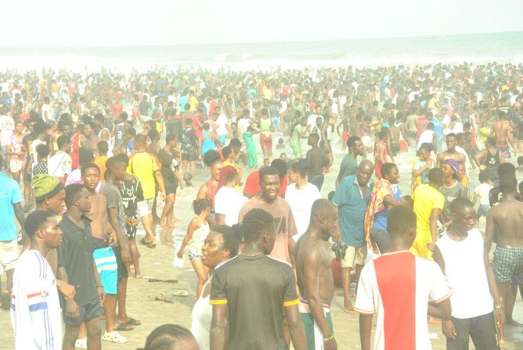 A section of the holiday markers at the Dansoman beach  - Photos- Lizzy Okai