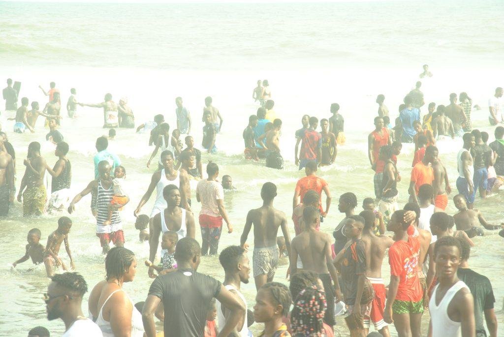 The funseekers having a great time at the beach