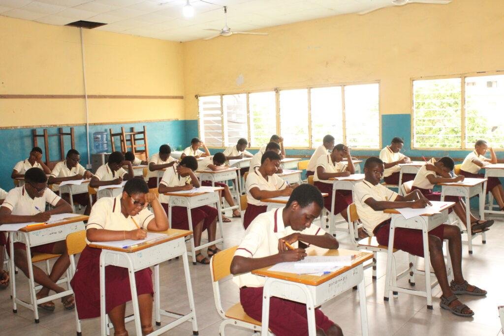 BECE candidates writing the exam at the St.Theresa's school North Kaneshie in Accra. Photo. Ebo Gorman