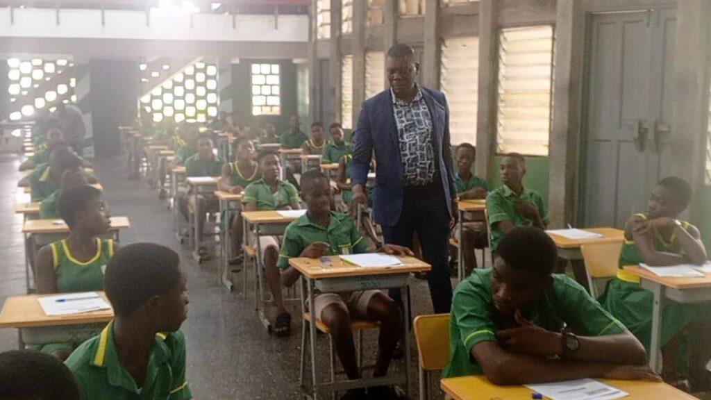 From David O. Yarboi-Tetteh, Cape Coast, The Central Regional Director, Emmanuel Essuman, inspecting some of the candidates.