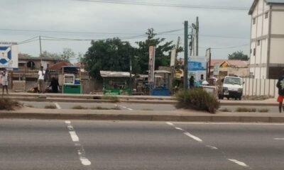 A section of the Mallam-Kasoa road with faded Zebra Crossing marking