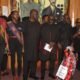 • Mr Andrew Egyapa Mercer (third from right), Mr Akwasi Agyeman (fifth from left) and other dignitaries observing a minutes silence at the