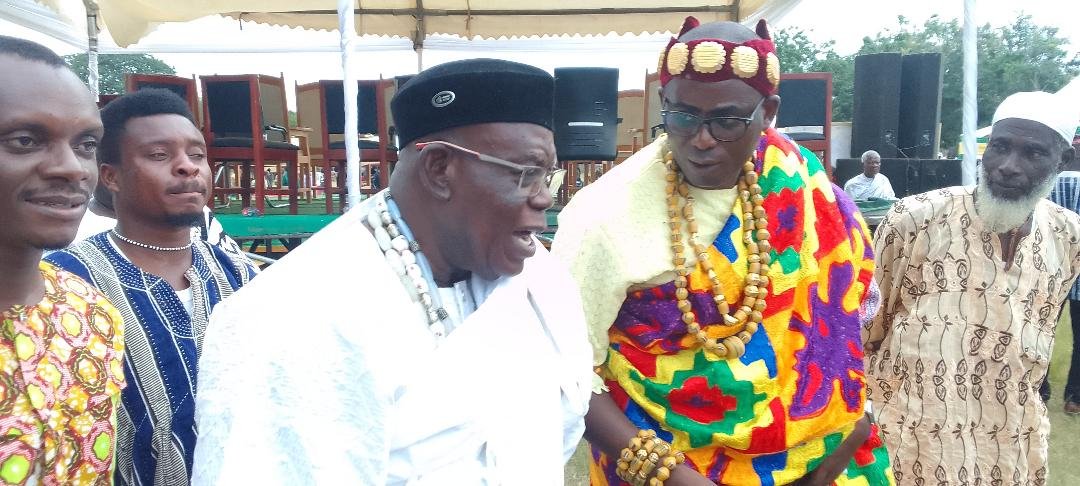 The Awadada Togbui Awusi II, in a chat with the Dufia of Alakple Togbui Amey Zegu II, after the launch