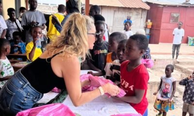 Some of the children receiving the learning material from Miss Mellanie