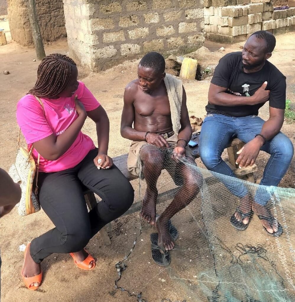 Ms Sambou interacting with some  fishermen in Tomefa