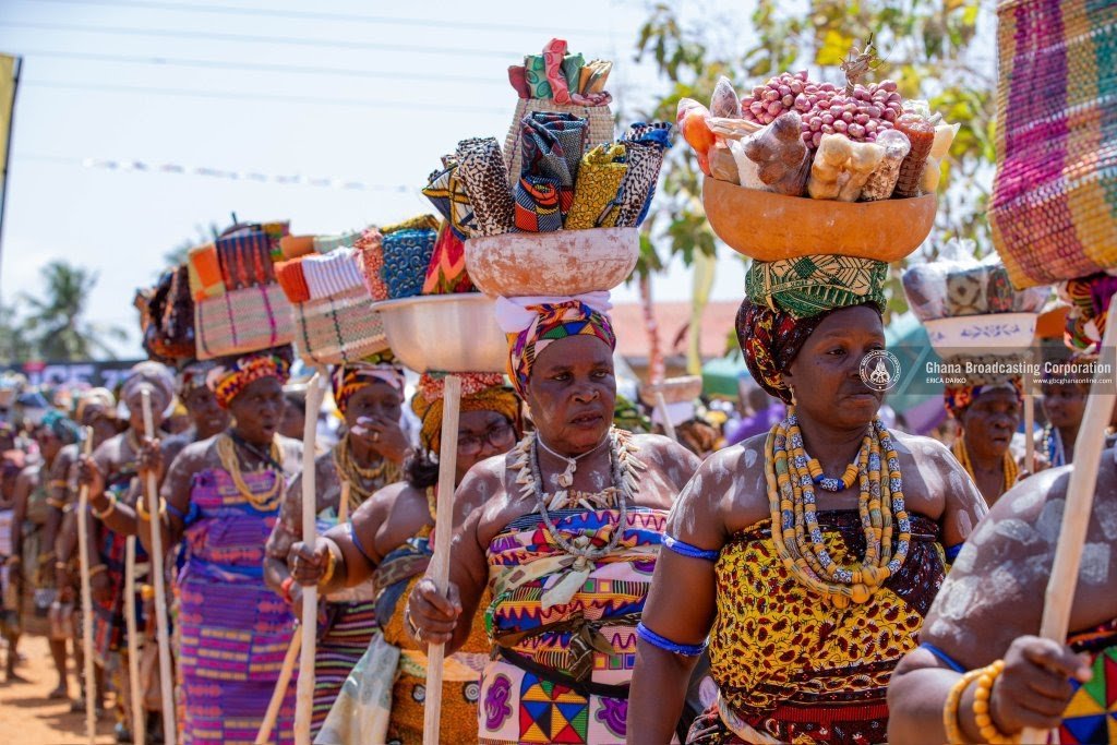 Some of the women display their cultural at the Hogbetsotsoza.