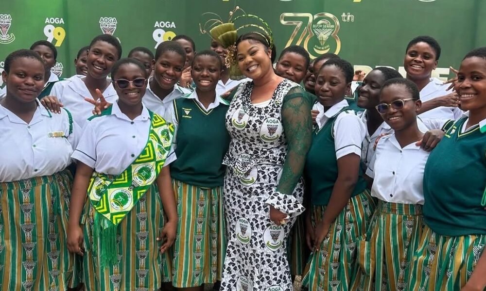 • Empress Gifty with some students of Aburi Girls