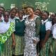 • Empress Gifty with some students of Aburi Girls